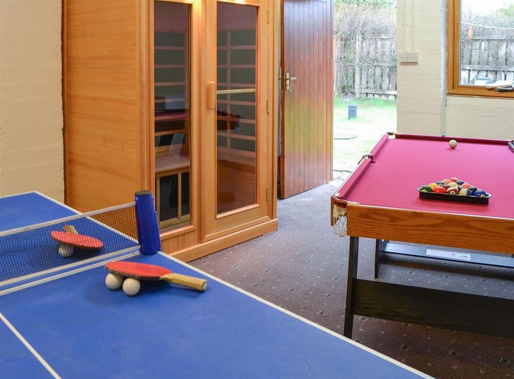 Games room with pool and table tennis plus sauna at Croftside House in Aviemore, Inverness-Shire