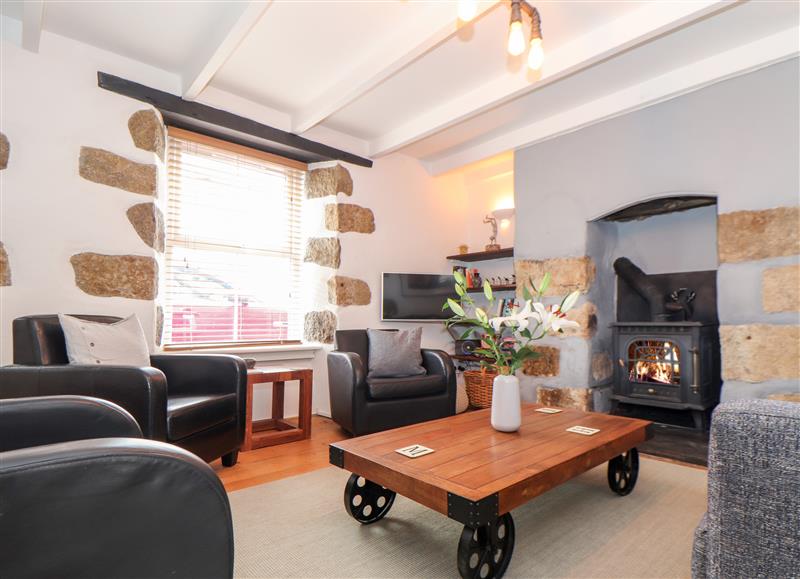 The living area at Crooked Cottage, Porthleven