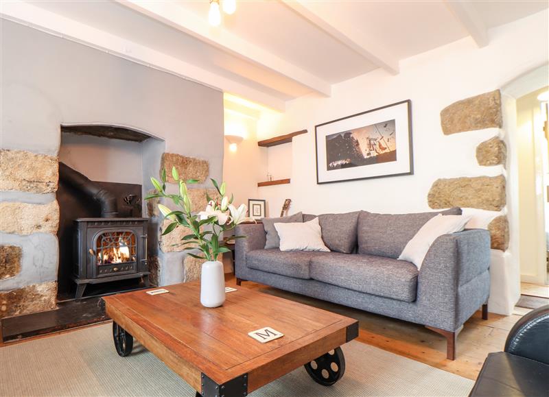 The living room at Crooked Cottage, Porthleven