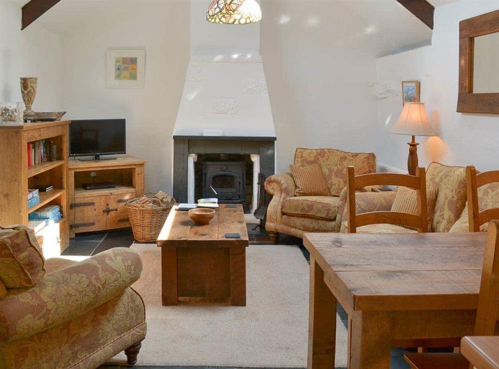 Characterful open plan living space at Cross Cottage in St Breward, Cornwall