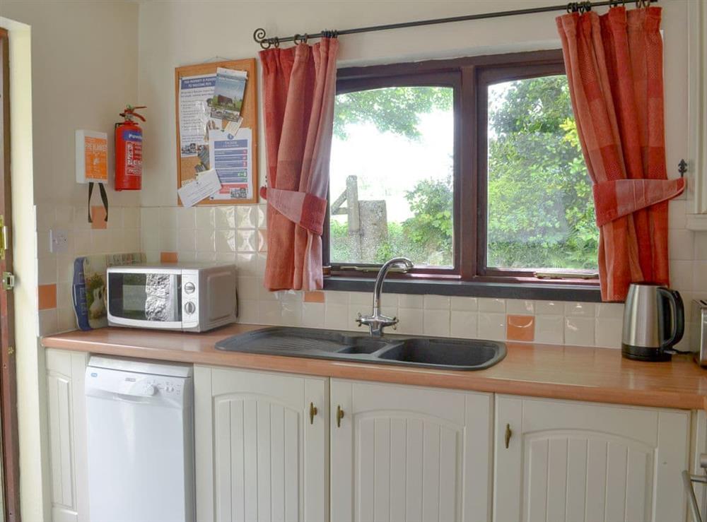 Well equipped kitchen area at Cross Cottage in St Breward, Cornwall