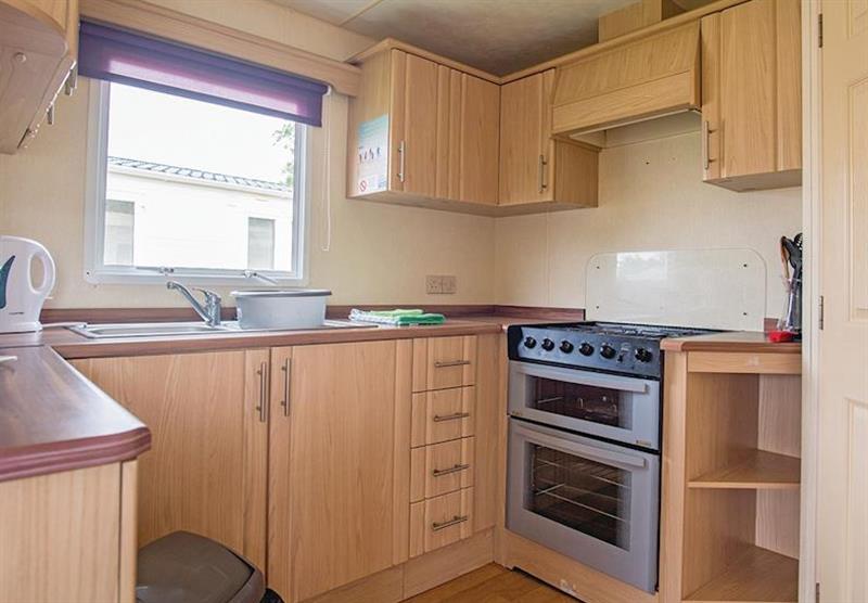 Kitchen in the Silver Plus 2 at Cross Park Holiday Village in Broadmoor, Nr Saundersfoot