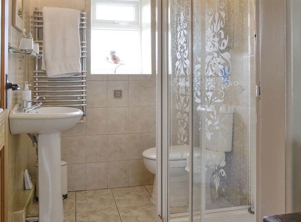 Shower room with heated towel rail at Crossgates in Pateley Bridge, North Yorkshire
