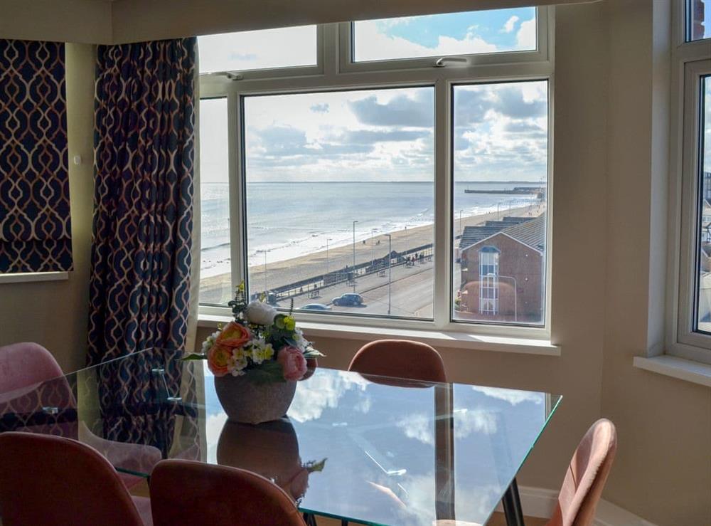 Dining area with wonderful sea views at Crows Nest in Bridlington, Yorkshire, North Humberside