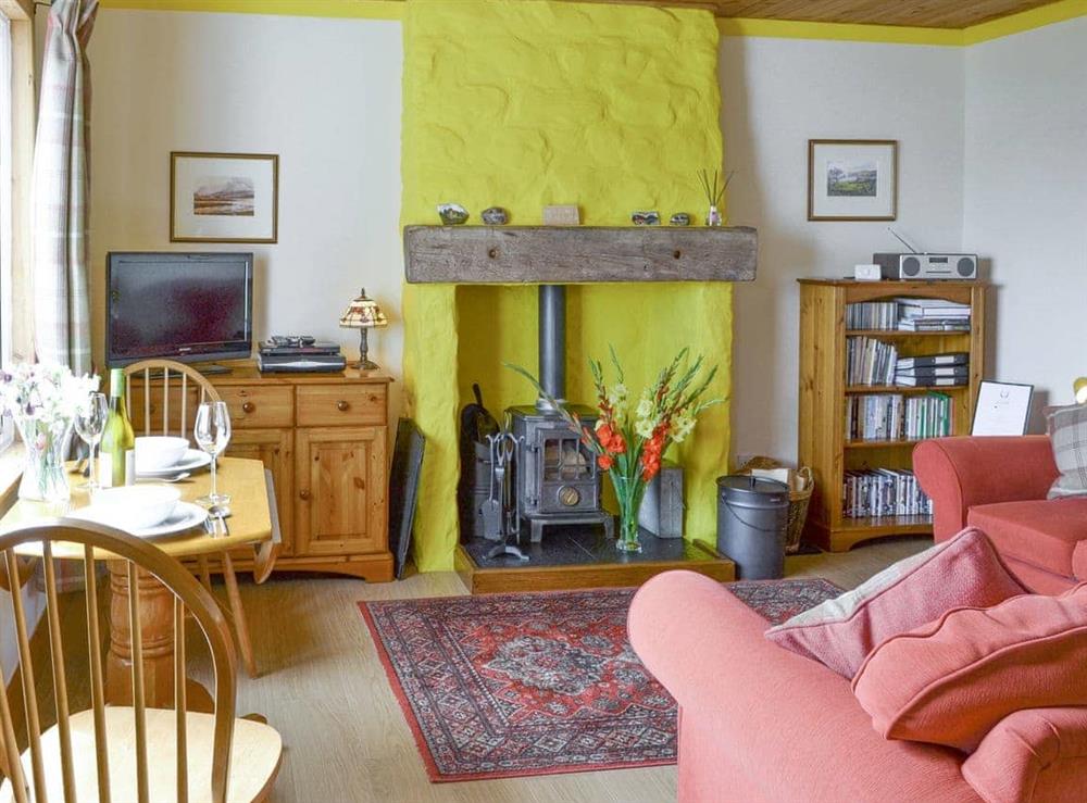 Welcoming living area with wood burner at Cuillin View in Husabost, Isle of Skye., Isle Of Skye