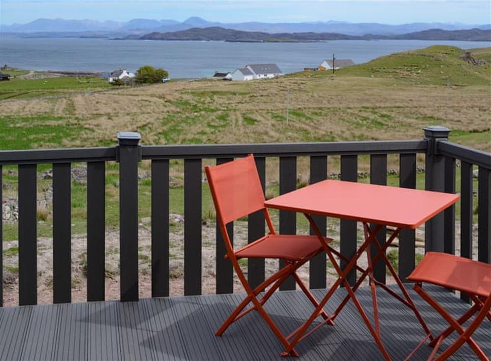 Decked area with breathtaking view at Sgarbh, 