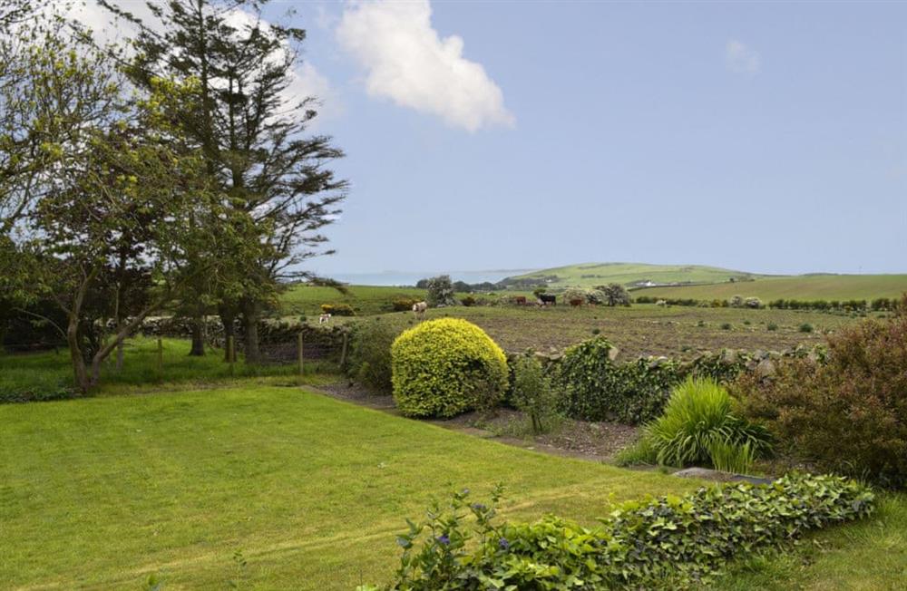 Wonderful far-reaching views across the countryside to the sea beyond at Culquhasen in Newton Stewart, near Stranraer, Dumfries and Galloway, Wigtownshire