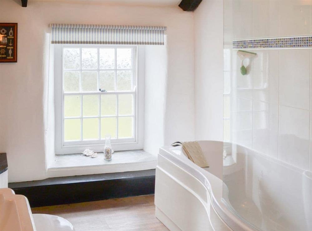 Fantastic bathroom with shower over bath at Culvada in Trebarwith, Delabole., Cornwall