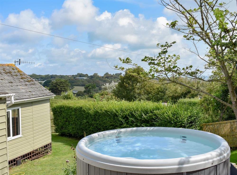 Relaxing hot tub at Culver Chalet in Bembridge, near Sandown, Isle of Wight