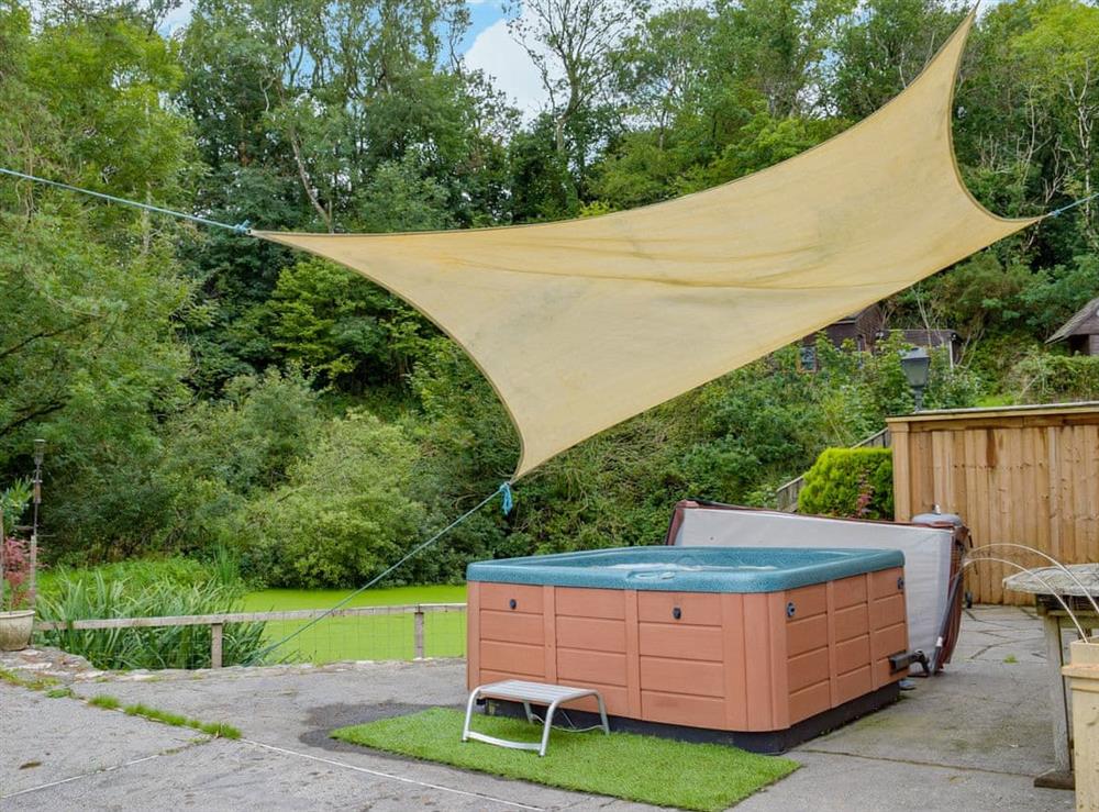 Relaxing hot tub at Cwmhowell in near Carmarthen, Carmarthenshire, Dyfed