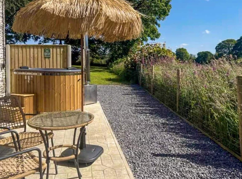 Hot tub at Cwtch Honey in Cribyn, Lampeter, Dyfed