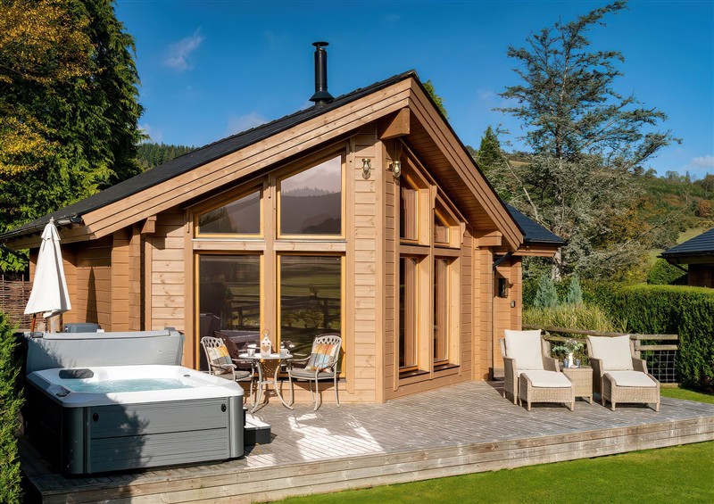 Outside at Cwtch Log Cabin, Llandrillo