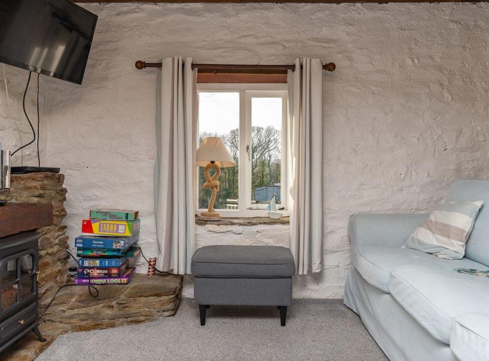 Welcoming living area at Dairy Cottage in Fowey, Cornwall