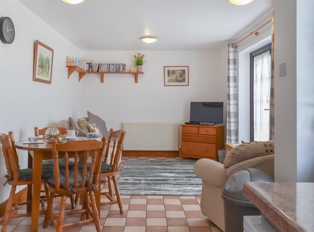 Open plan living space at Dairy Cottage in Trebell Green, near Bodmin, Cornwall