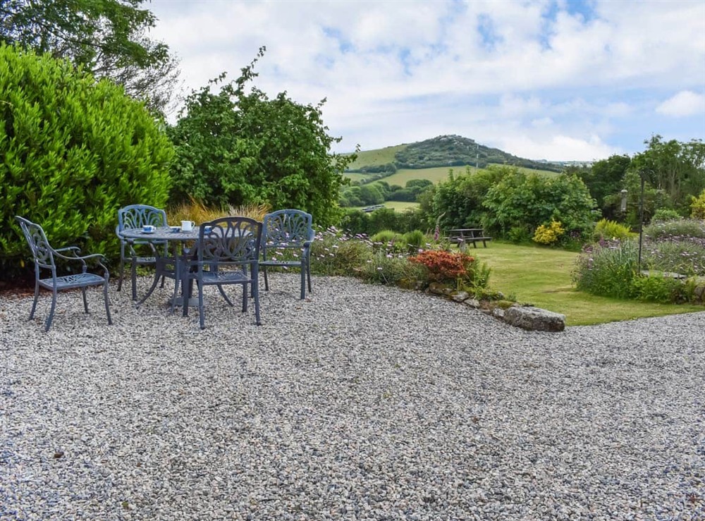 Sitting-out-area at Dairy Cottage in Trebell Green, near Bodmin, Cornwall