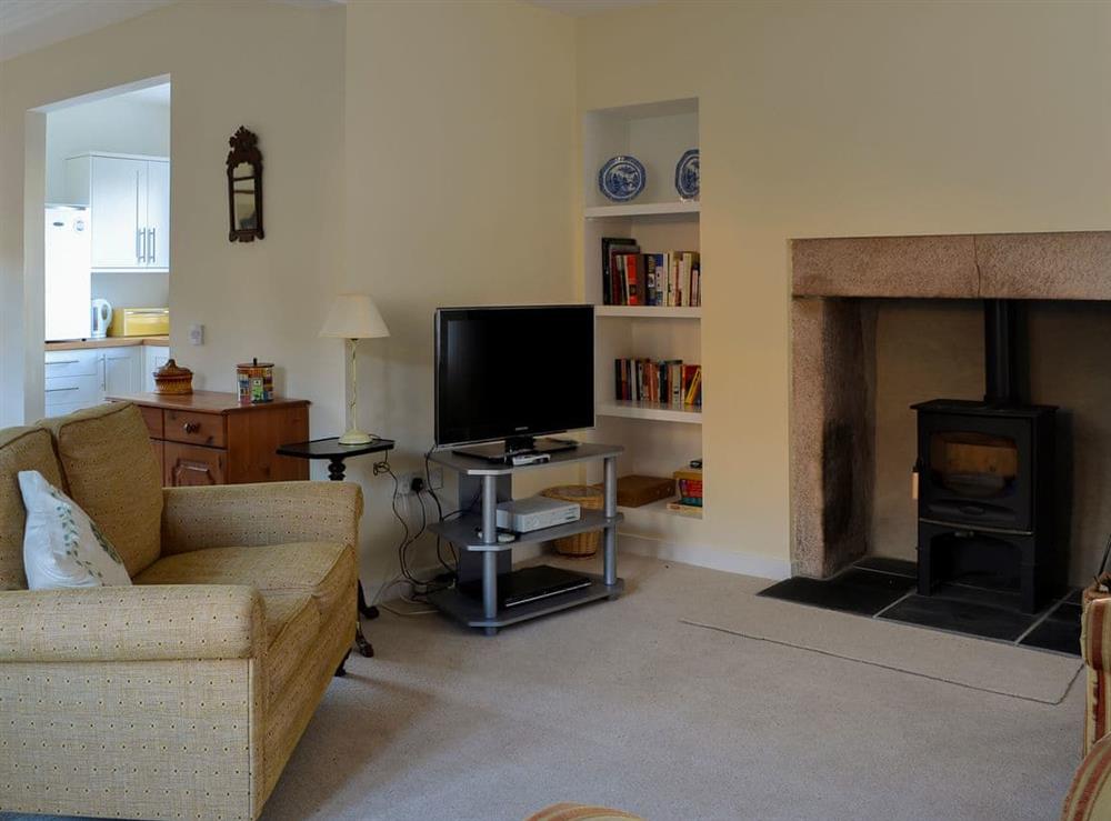 Lovely living room with wood burner at Dairy Cottage in Whitehouse, near Alford, Aberdeenshire
