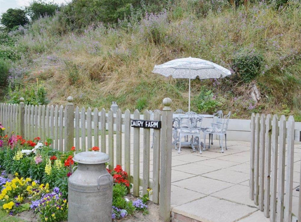 Patio at Dairy Farm Cottage in West Caister, Norfolk