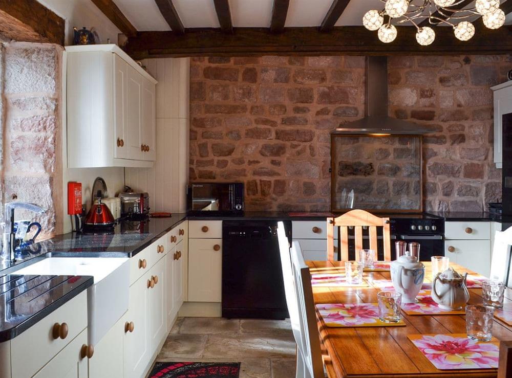 Kitchen and dining area at Dairy House Farm in Horton, near Leek, Staffordshire