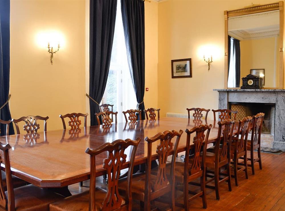 Spacious dining room at Dalnaglar Castle, 