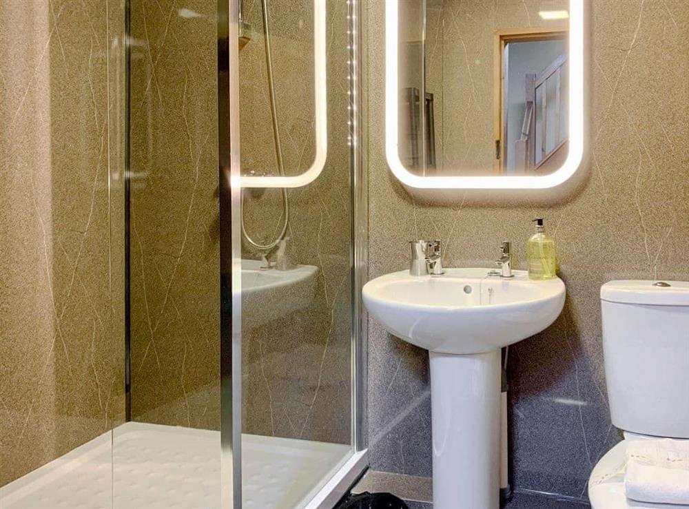Shower room on first floor at De Ferrers in Alport, Nr Bakewell, Derbyshire., Great Britain
