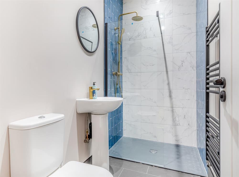 Shower room at Deacons Apartment 2 in Chapel-en-le-Frith, near Buxton, Derbyshire