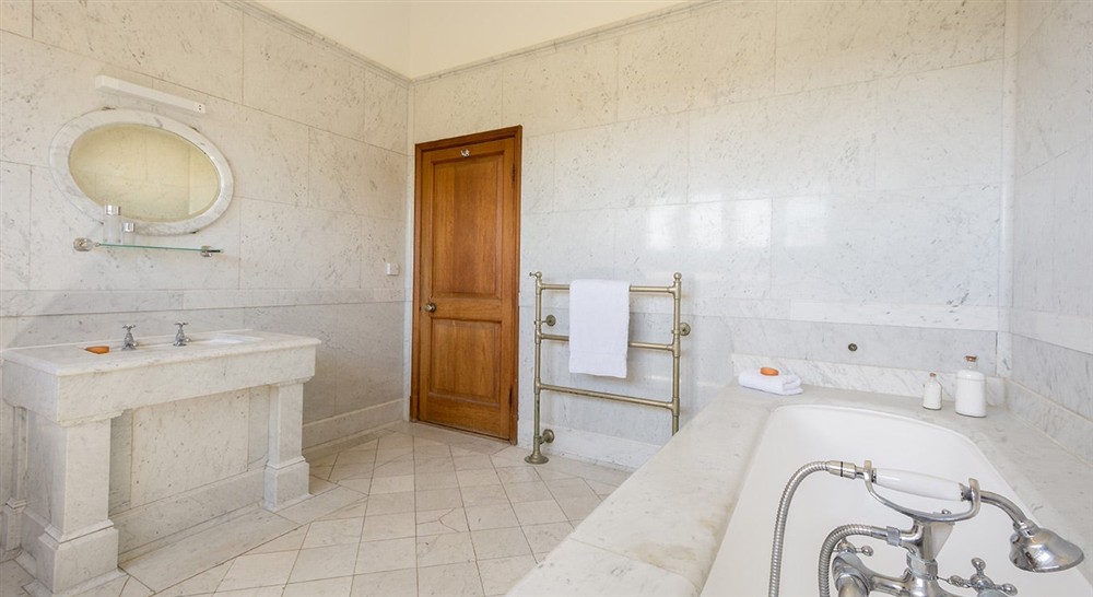 The marble bathroom at Deben View in Woodbridge, Suffolk