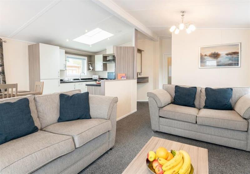 Living area and kitchen in the Larches Deluxe 4 at Deeside Holiday Park in Perthshire & Southern Highlands, Scotland