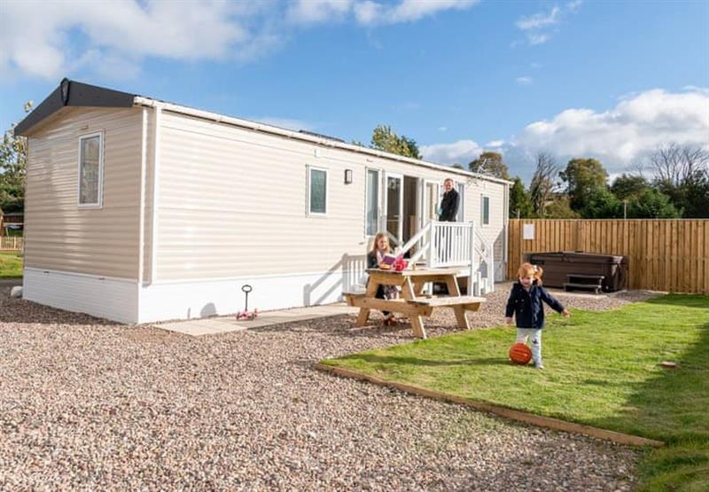 Outside the Clunie HT at Deeside Holiday Park in Perthshire & Southern Highlands, Scotland