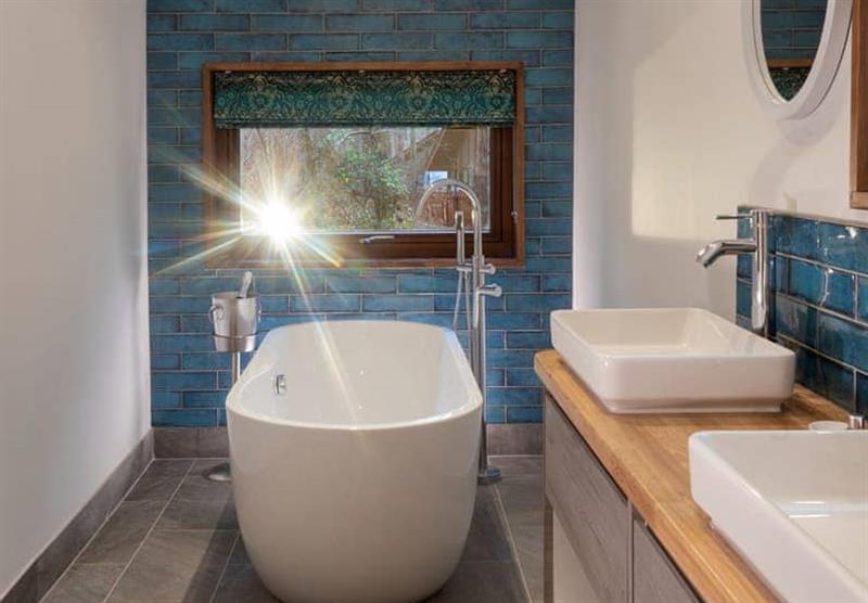 Bathroom in the Golden Oak Hideaway at Delamere Forest Lodges in Fordsham, Cheshire