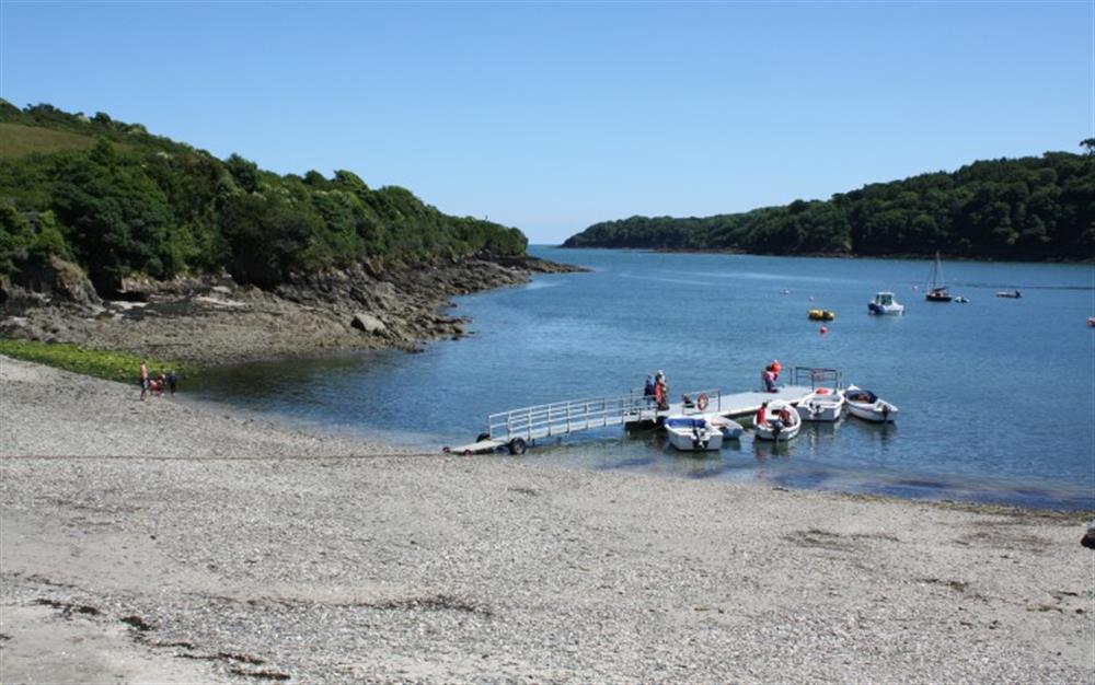 The beach at Helford Passage, accessed through a gate at the bottom of Demelza's garden. at Demelza 2 in Helford Passage