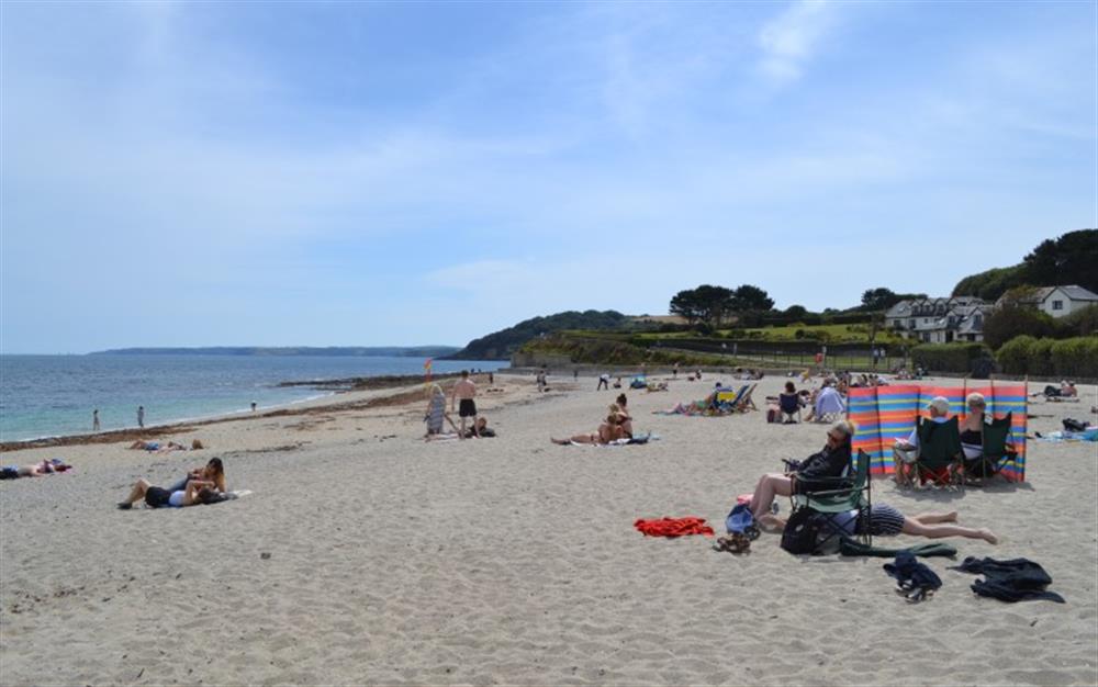 Gyllyngvase Beach, Falmouth, is a a long, sandy beach - perfect for families to spend a day. at Demelza 4 in Helford Passage