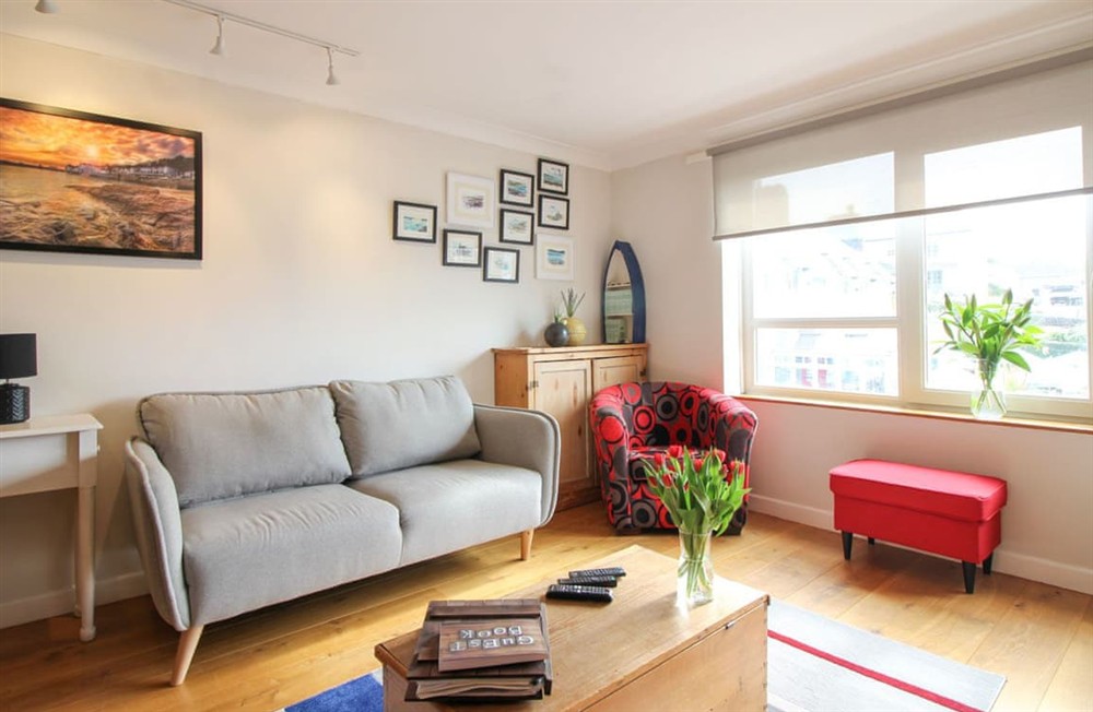 Living area at Dens Den in St Mawes, Cornwall