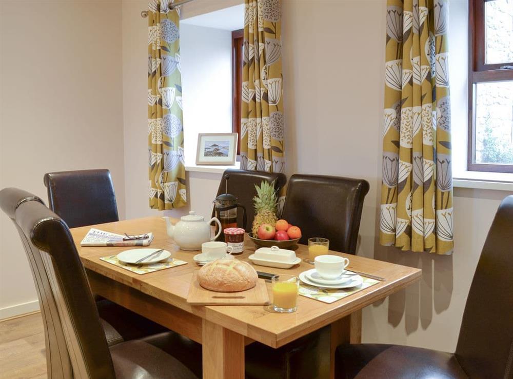 Spacious dining area at Dew Cottage in St Buryan, near Sennen, Cornwall