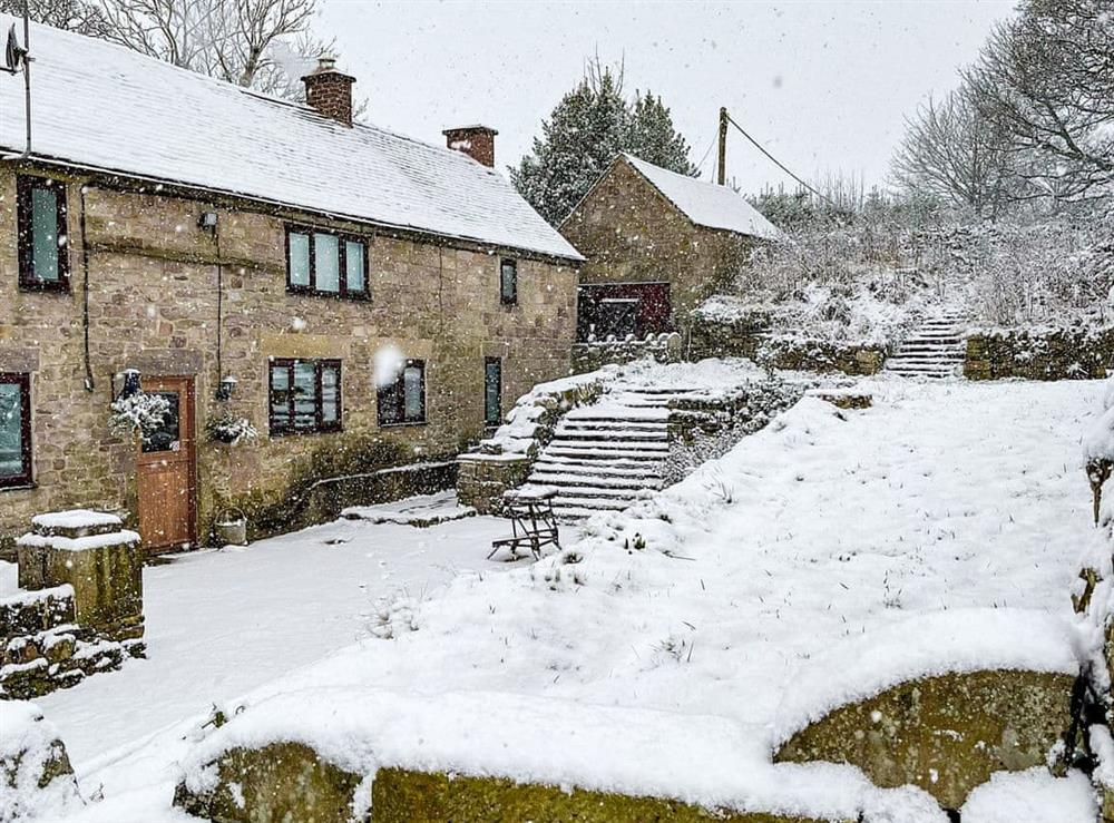 Exterior in the snow at Dewey Lane Farm House in Brackenfield, near Matlock, Derbyshire