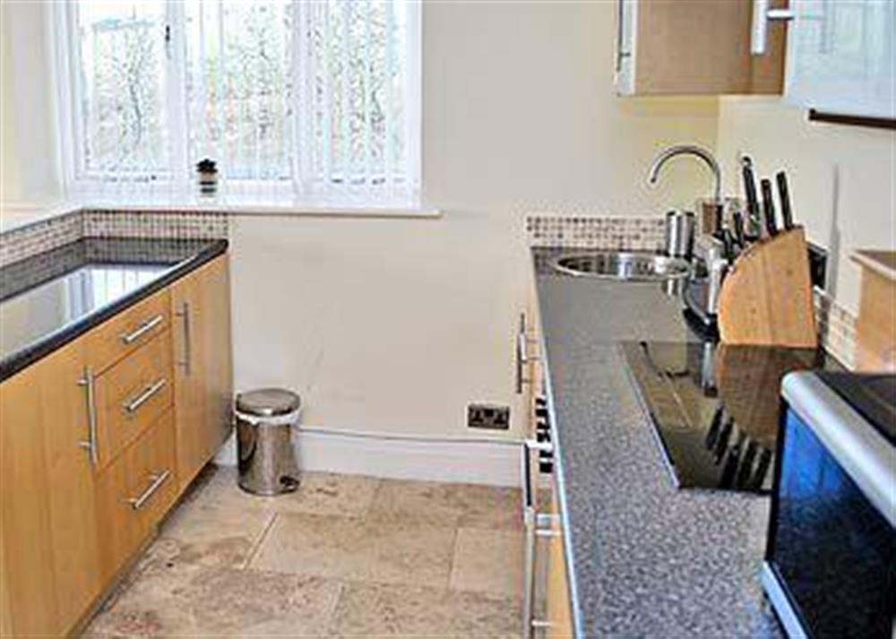 A modern well-equipped kitchen makes the cottage a pleasure to stay in at Dewsnaps Spring in Chinley, High Peak, Derbyshire., Great Britain