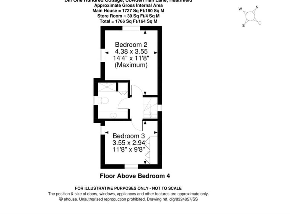 Floor plan of first floor above bedroom 4 at Dill Hundred in Vines Cross, East Sussex., Great Britain