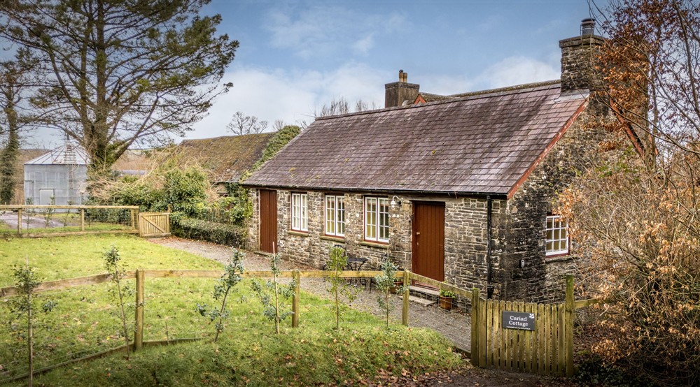 The exterior of Cariad Cottage, Carmarthenshire at Dinefwr Deer Lodge in Llandeilo, Carmarthenshire