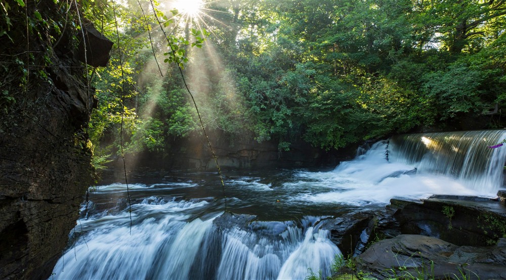 The falls at Dinefwr Deer Lodge in Llandeilo, Carmarthenshire