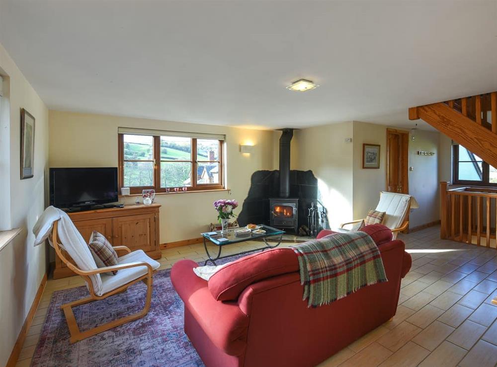 Living area at Dingle Cottage in Clun, near Craven Arms, Shropshire