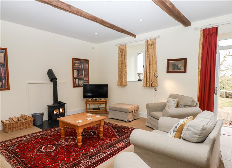 The living room at Dishcombe Cottage, Sticklepath