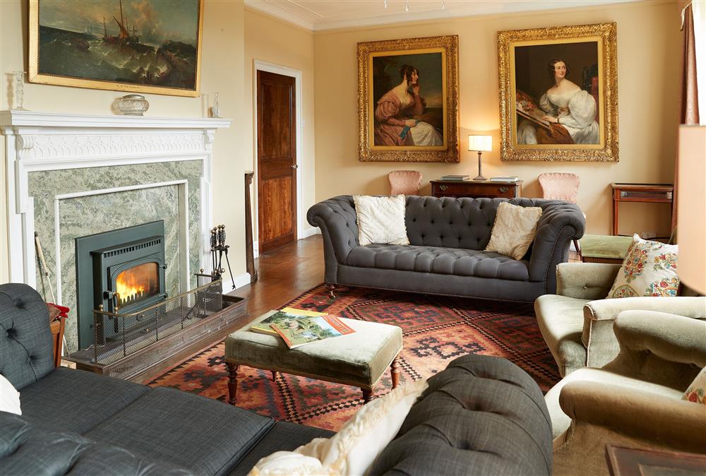 The cosy drawing room with multi-fuel stove at Dolbelidr, Saint Asaph