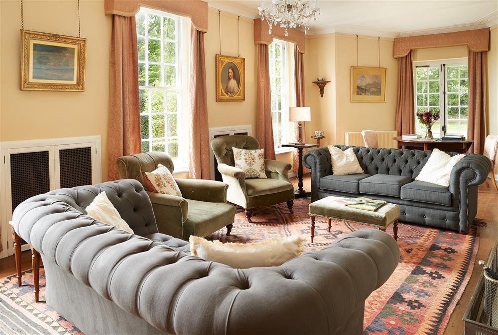 The drawring room with traditional finishing touches at Dolbelidr, Saint Asaph