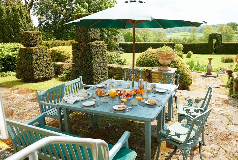 The patio with garden furniture at Dolbelidr, Saint Asaph