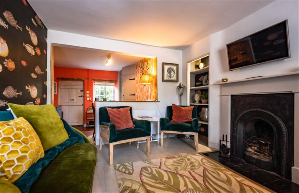 Ground floor: Open-plan sitting room and kitchen at Dolphin Cottage (Thornham), Thornham near Hunstanton