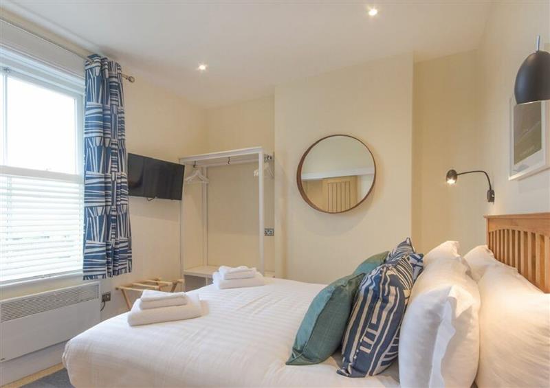 One of the bedrooms at Dolphin Stone Lodge, Seahouses