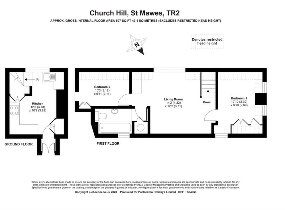 Floor plan at Dolphins in St Mawes, Cornwall