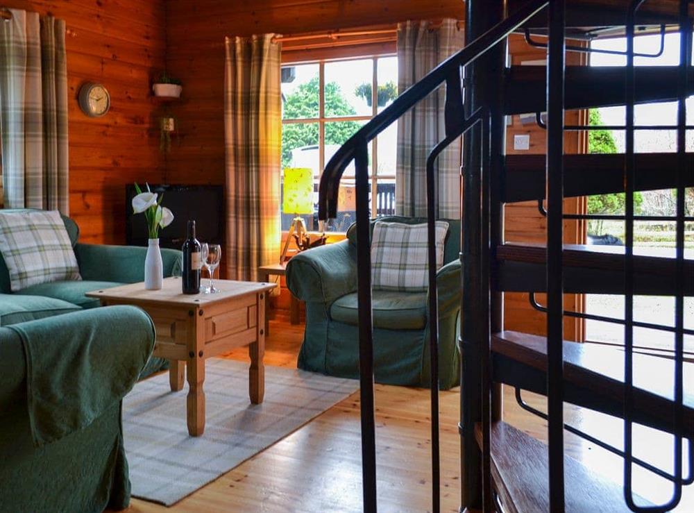 Living area at Dontra log Chalet in Banavie, near Fort William, Inverness-Shire