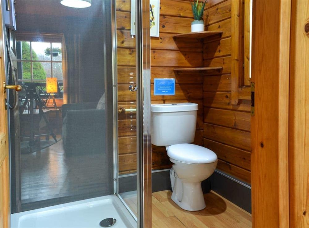 Shower room at Dontra log Chalet in Banavie, near Fort William, Inverness-Shire