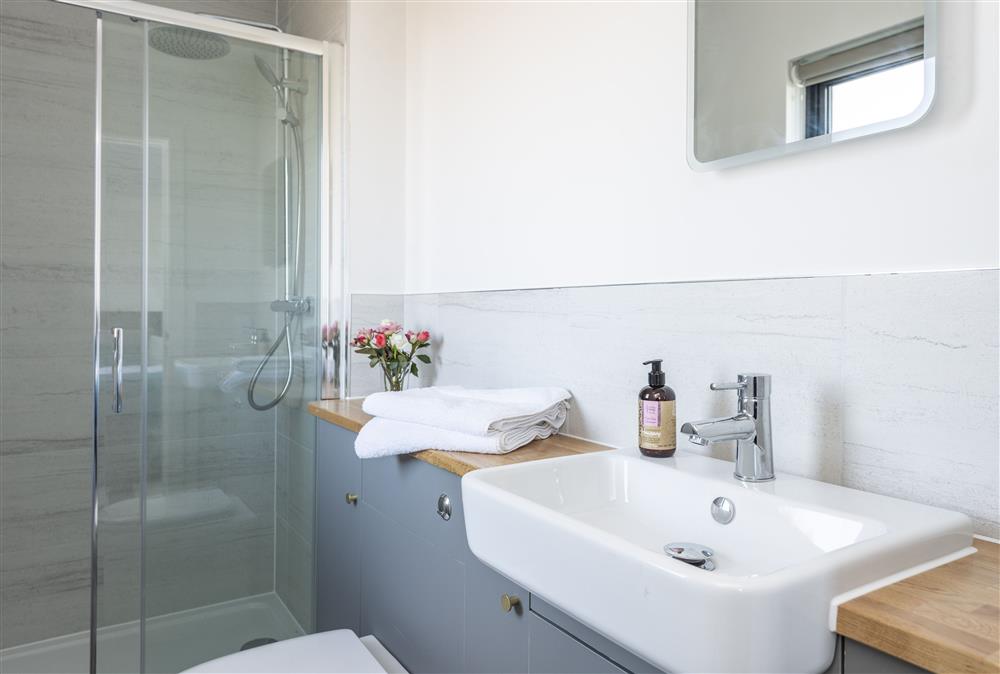 En-suite shower room to bedroom one at Dorset Eco Retreats, Ansty, Dorchester