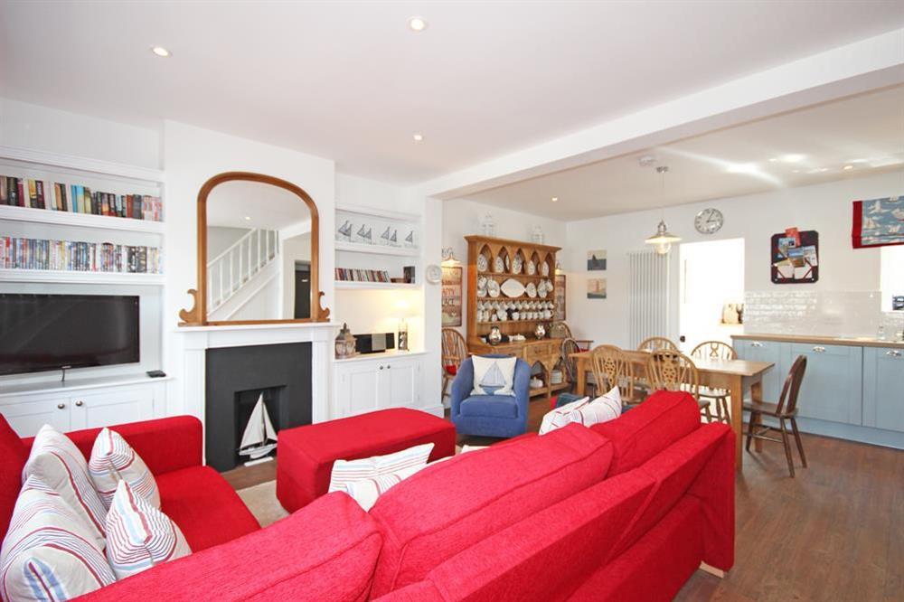 Cosy and comfortable open-plan living area at Dory Cottage in , Salcombe